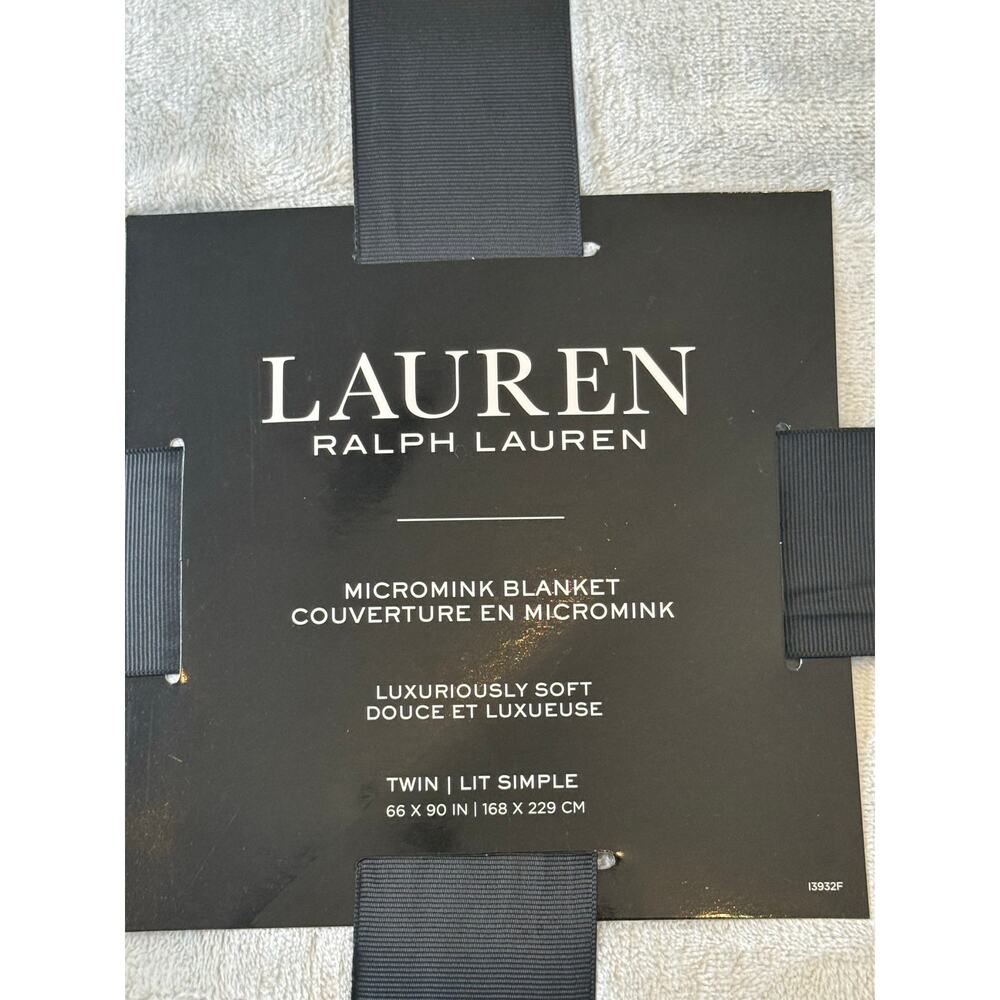 Lauren Ralph Lauren Micromink Blanket Twin Gray Luxuriously Soft Plush 66x90 - Picture 4 of 4